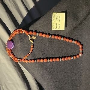 34" red glass beaded Coldwater Creek necklace